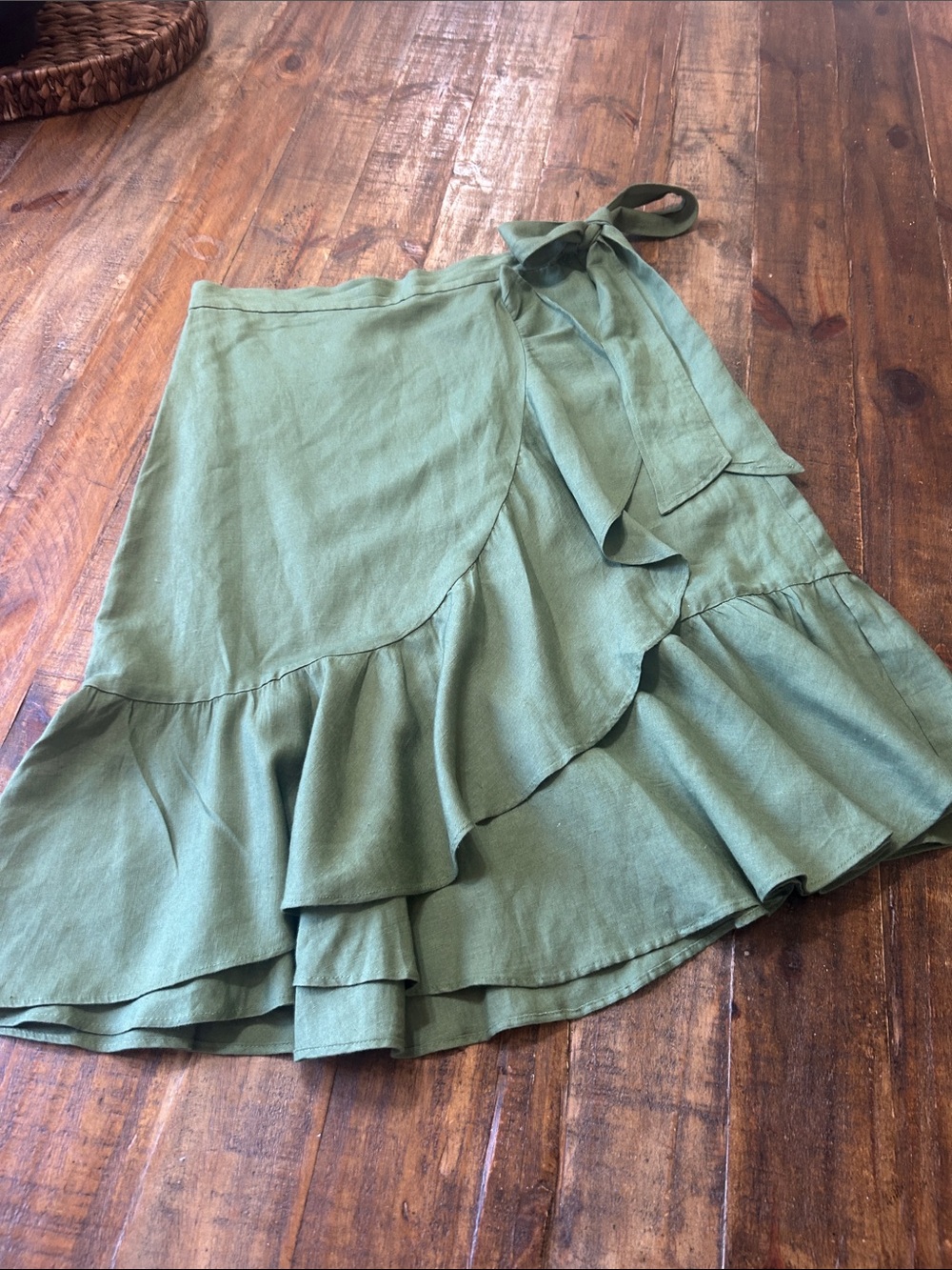 Ann Taylor Olive Ruffle Midi Skirt - Picture 4 of 11